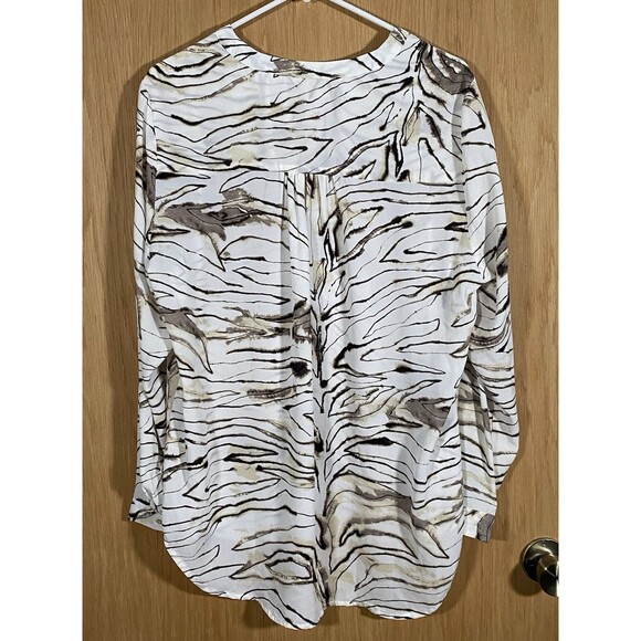 Roz & Ali Women's Sz XL Top Blouse Abstract Hi-Low Tunic Flowy Career Artsy NWT - Picture 2 of 7